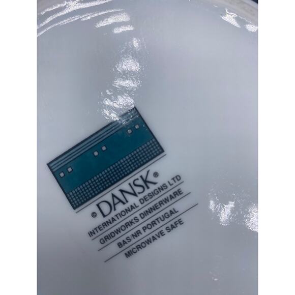 Set 2 DANSK GRIDWORKS Blue 6 3/4"" Rim Cereal Soup Bowls PORTUGAL Round FLAW - Picture 6 of 8